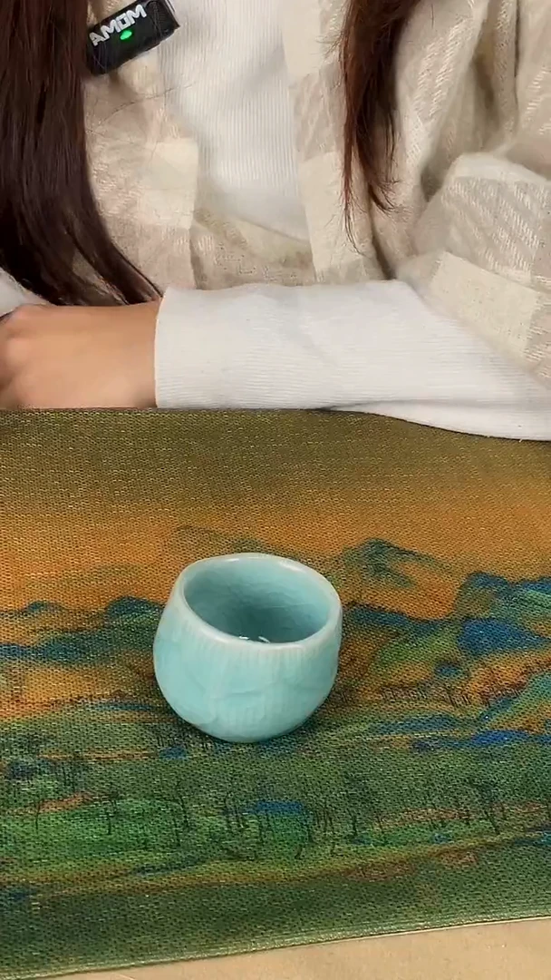 杯子瓷孙现锋 仿古天青釉  创意莲花杯