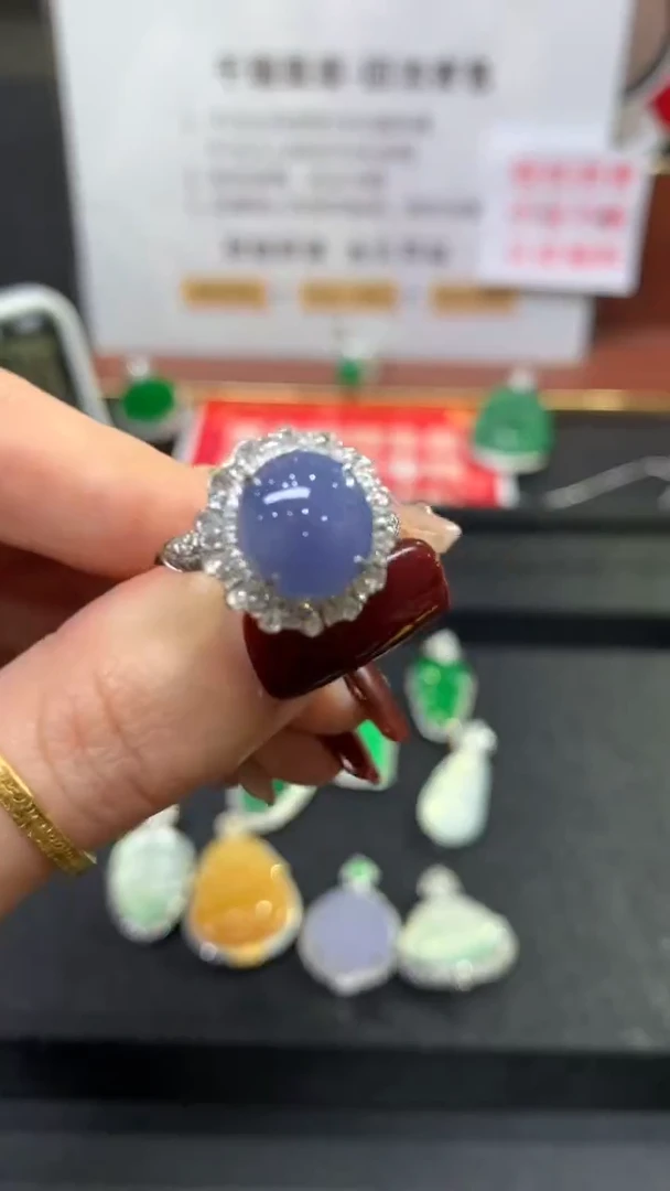 【闪购商品】翡翠戒指18K金镶嵌戒指回流不退不换|12800+0