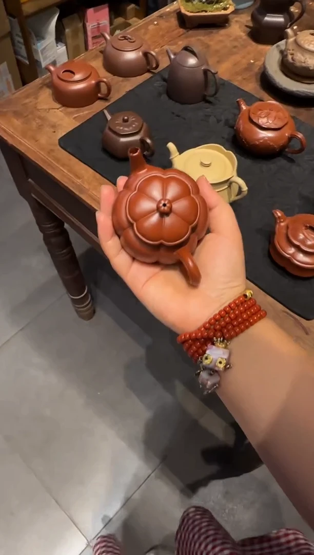 茶壶紫砂繁花 朱泥