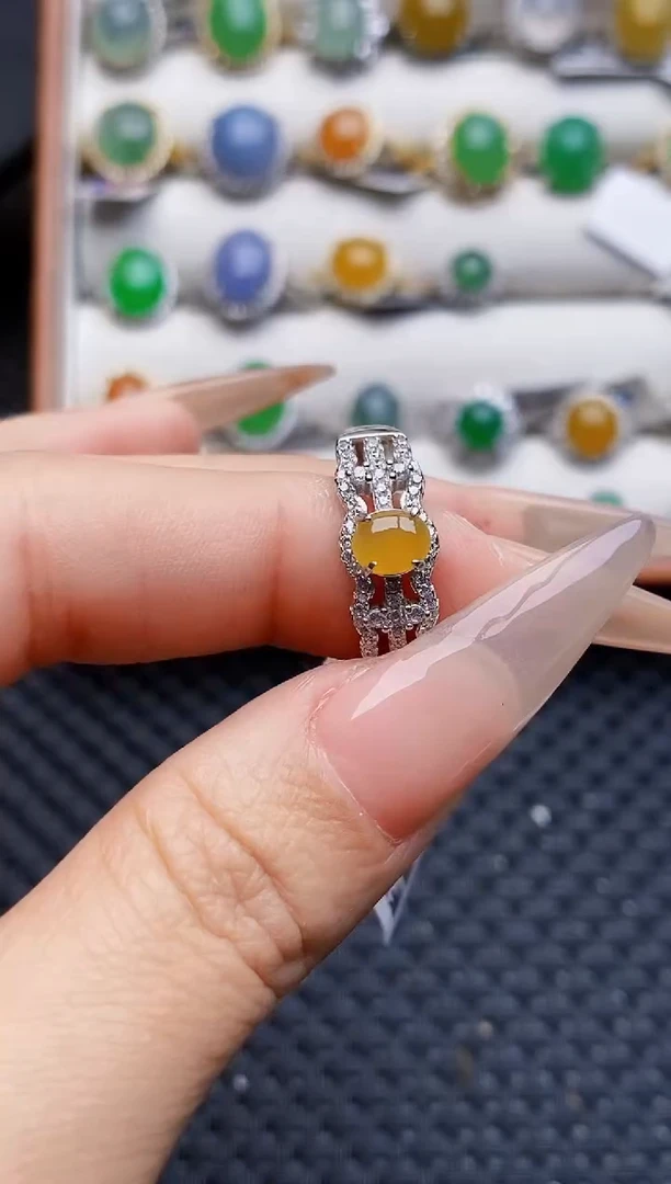 银S925镶嵌戒指翡翠2612