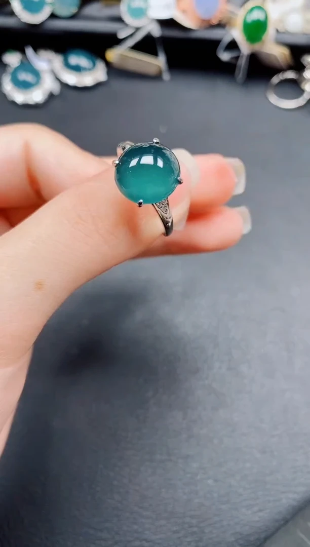 银S925镶嵌戒指翡翠翡翠