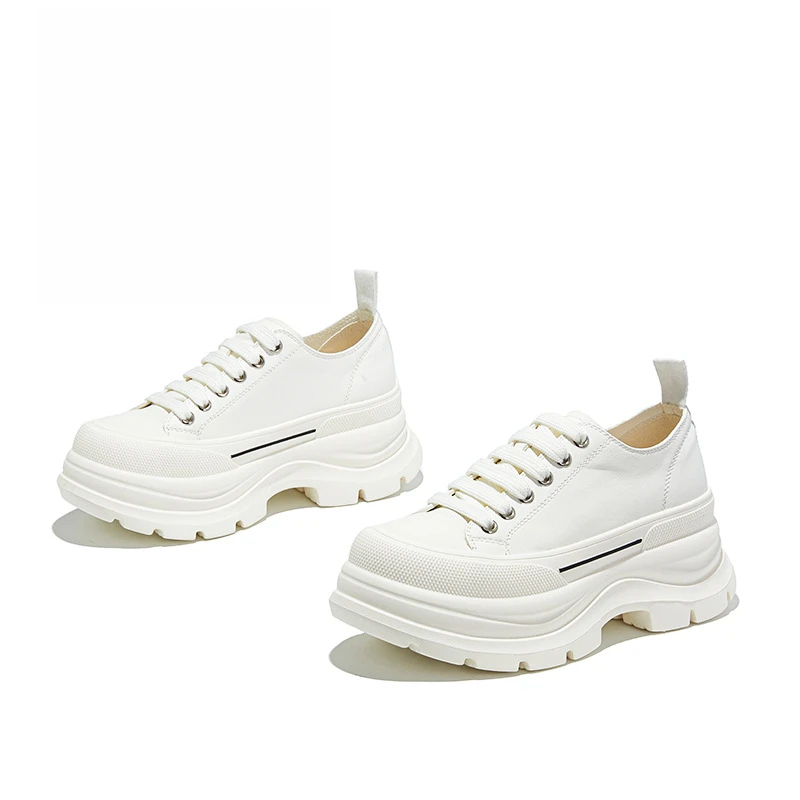 发泡底头层牛皮女鞋2025秋冬新款乌拉草猪皮鞋垫小白鞋厚底鞋子女