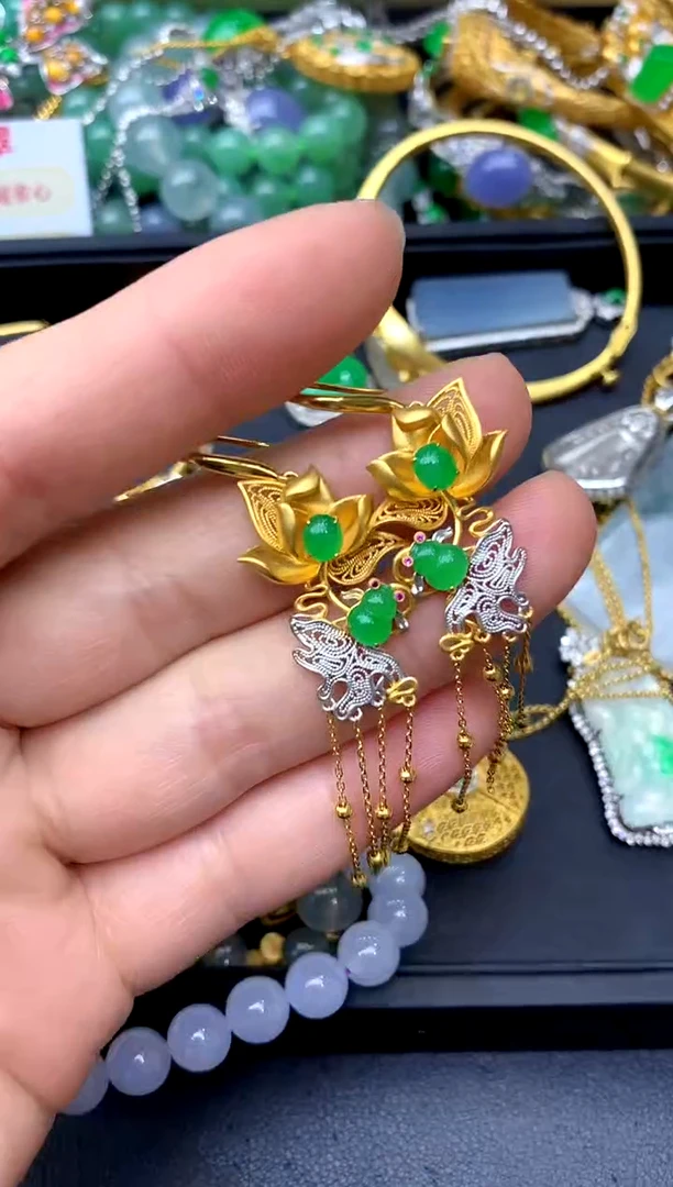 18K金镶嵌翡翠耳饰623-中国好珍宝