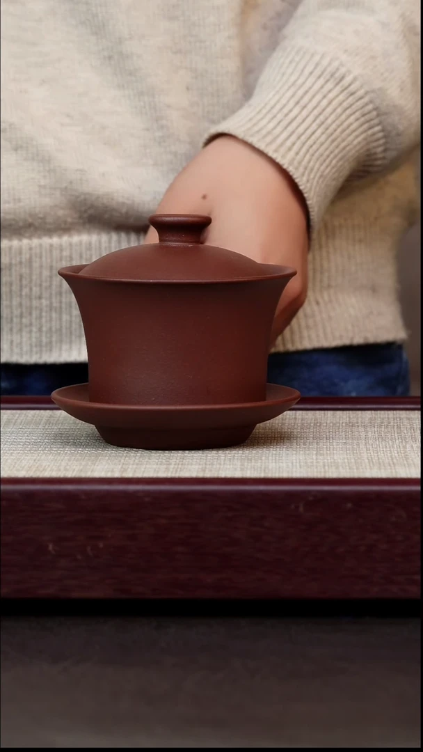 茶杯紫砂紫泥盖碗