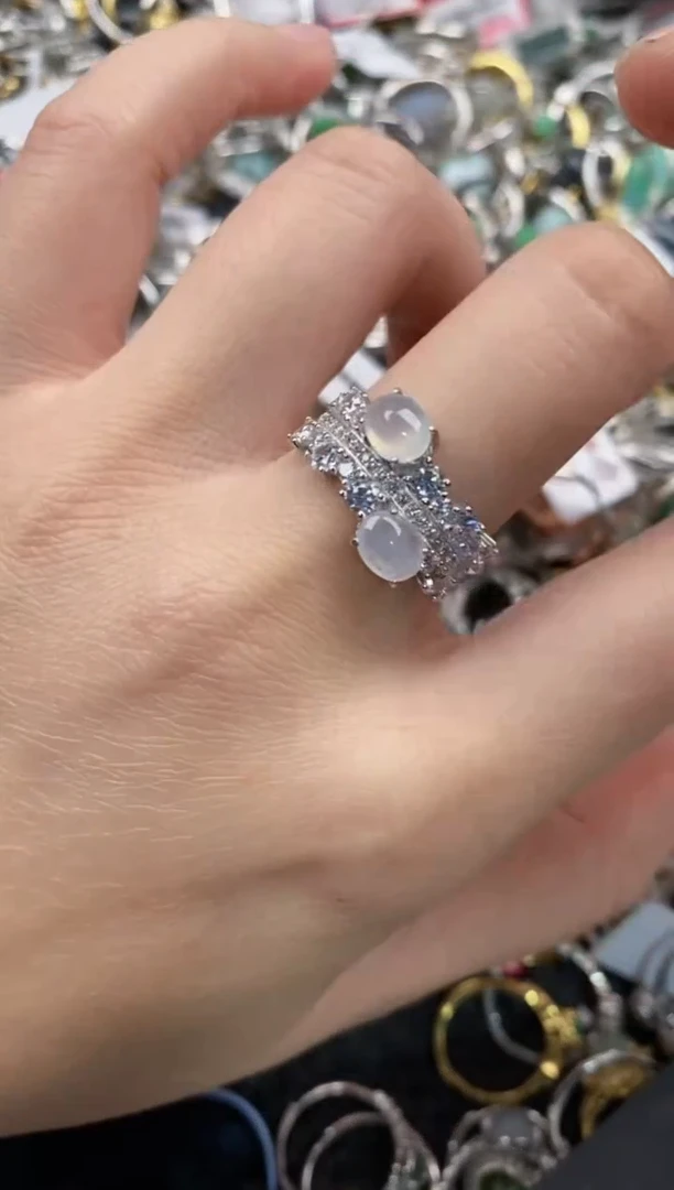 银S925镶嵌戒指翡翠10   1