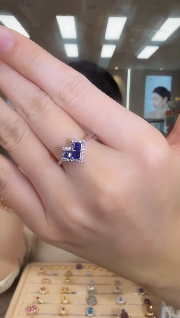 戒指蓝宝石银S925镶嵌09