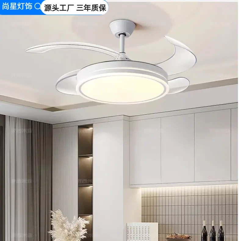 简约风扇餐厅客厅静音风力风扇吊灯家用变频灯具灯饰2025最新款
