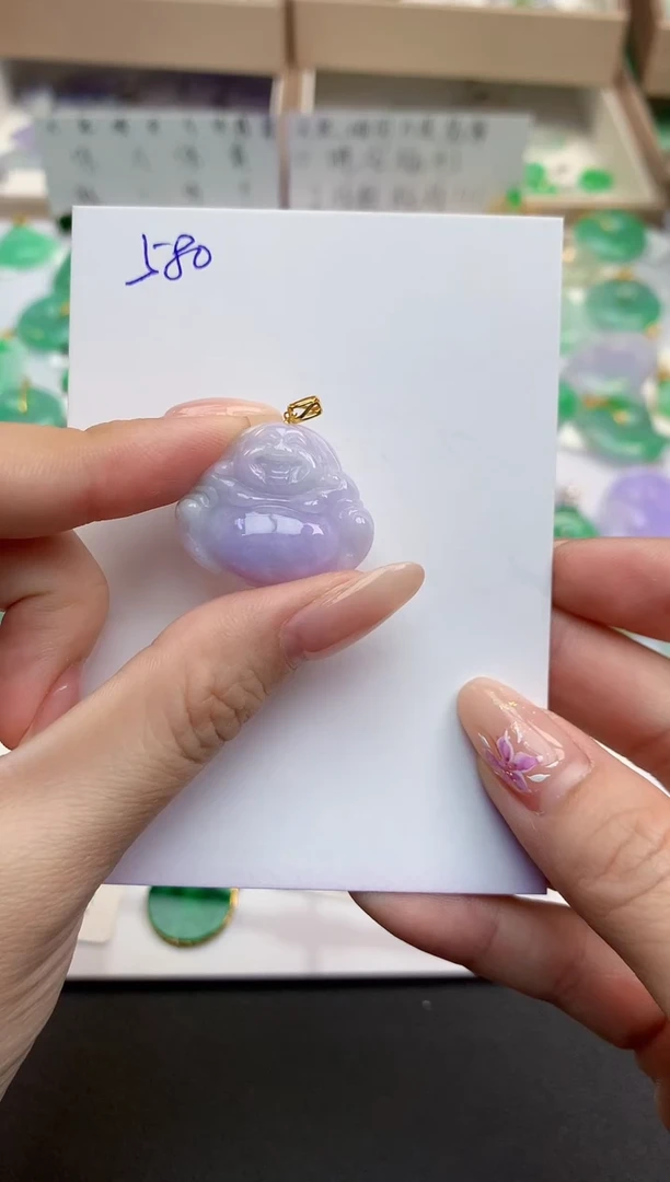 颈饰18K金镶嵌翡翠天然缅甸A货翡翠