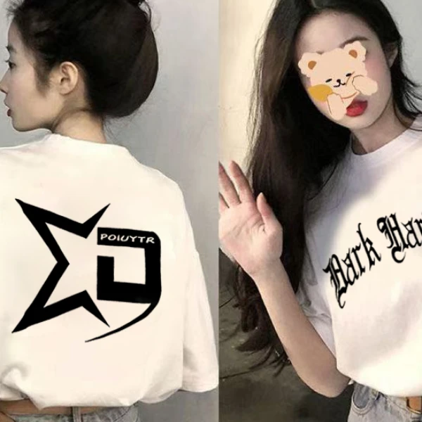 100%重磅纯棉短袖t恤女学生宽松oversize慵懒风半袖体恤衫上衣ins