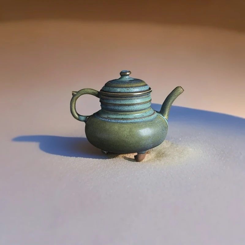 李周鹏三足壶 直播间同价 青铜色卢钧  钧瓷