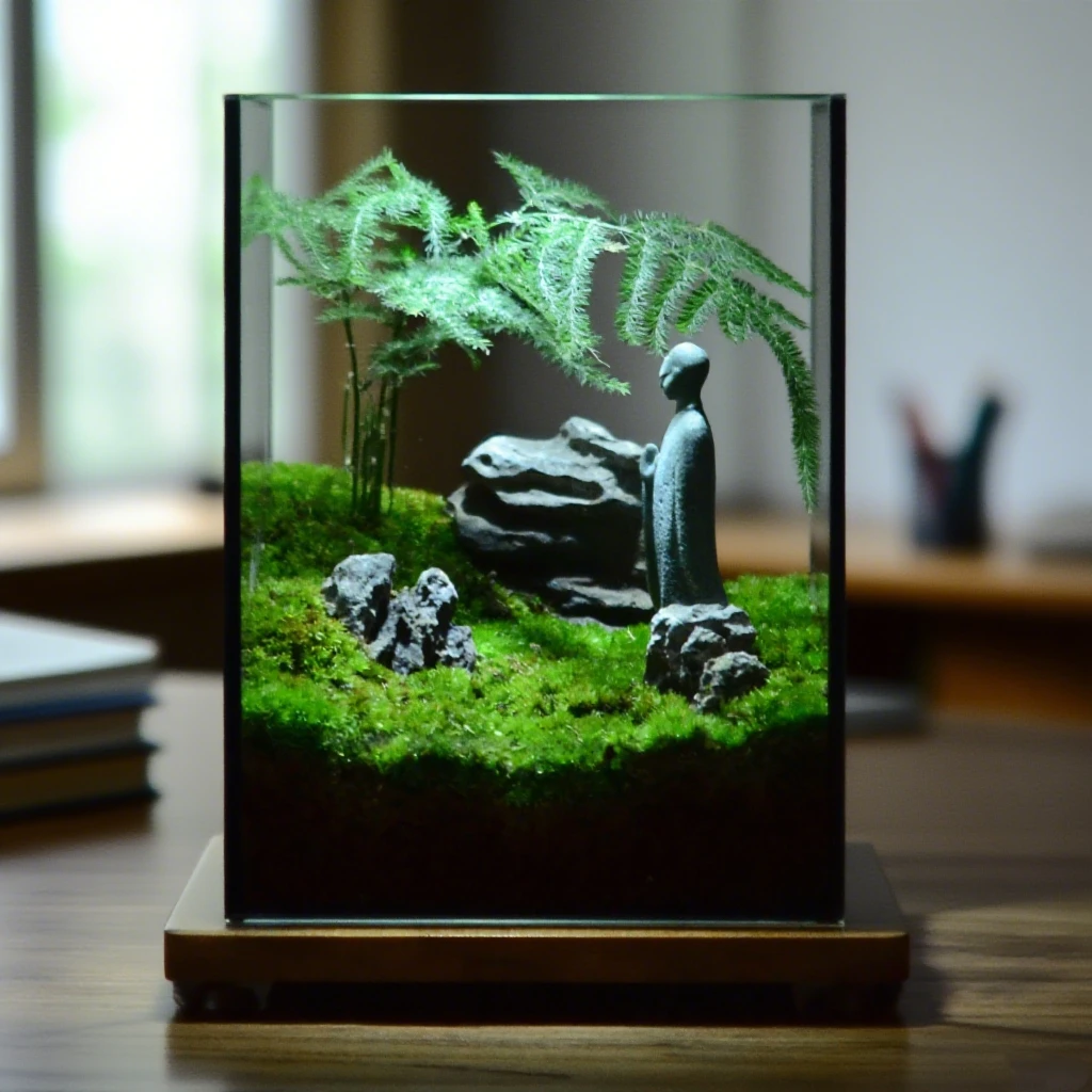 【问道】方缸款桌面苔藓微景观懒人绿植送礼精品办公桌面减压治愈