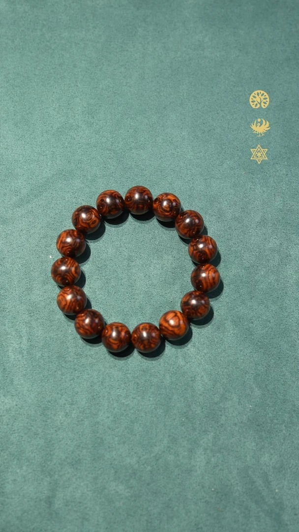 手串/手链黄花梨/降香黄檀卖****生海南黄花梨老料蜘蛛纹对眼15MM