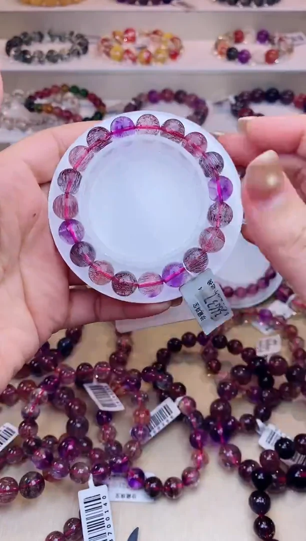 未镶嵌手链水晶黑加仑超七单圈10m+