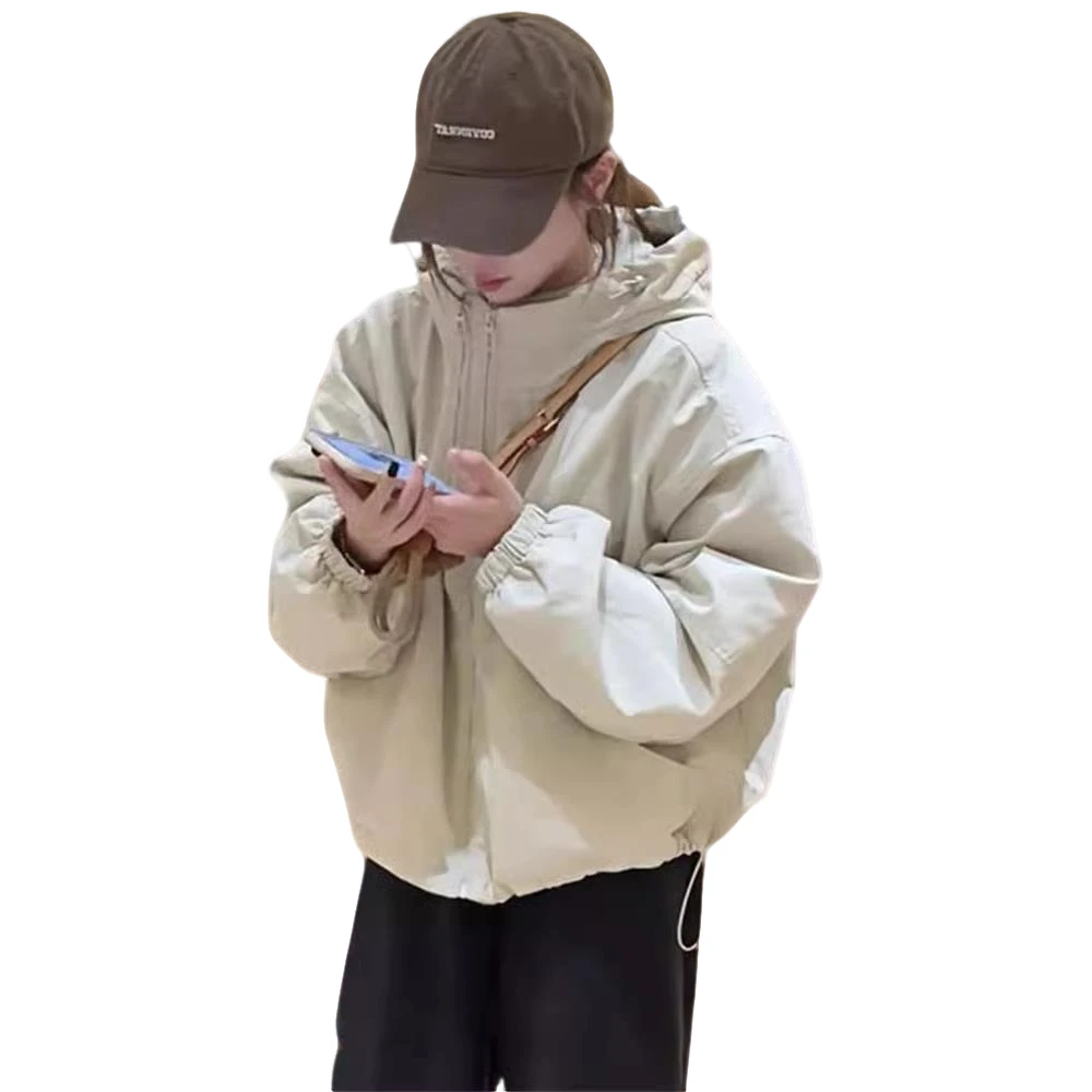 2025设计感绗缝保暖短运动夹克妇女的冬季拉绳宽松的棉质外套