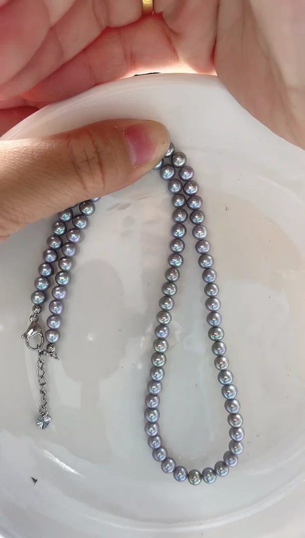 未镶嵌项链淡水珍珠以*199无核5mm灰色系小米项链（多样性发一）