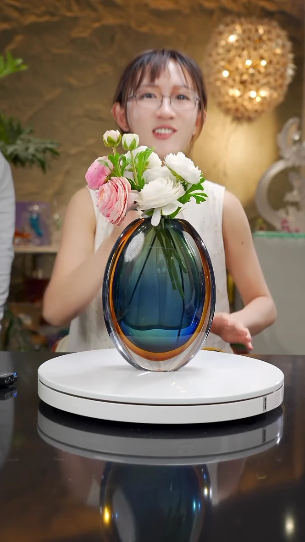 琉璃手工艺品黑灰色琥珀色花瓶微瑕