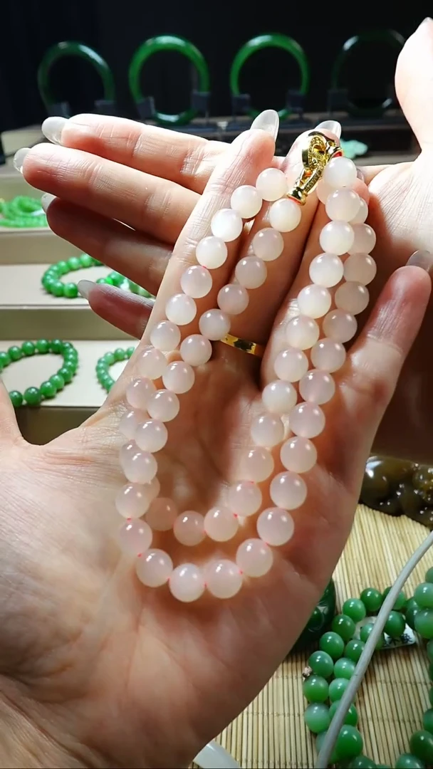 和田玉未镶嵌项链青海藕粉卡8