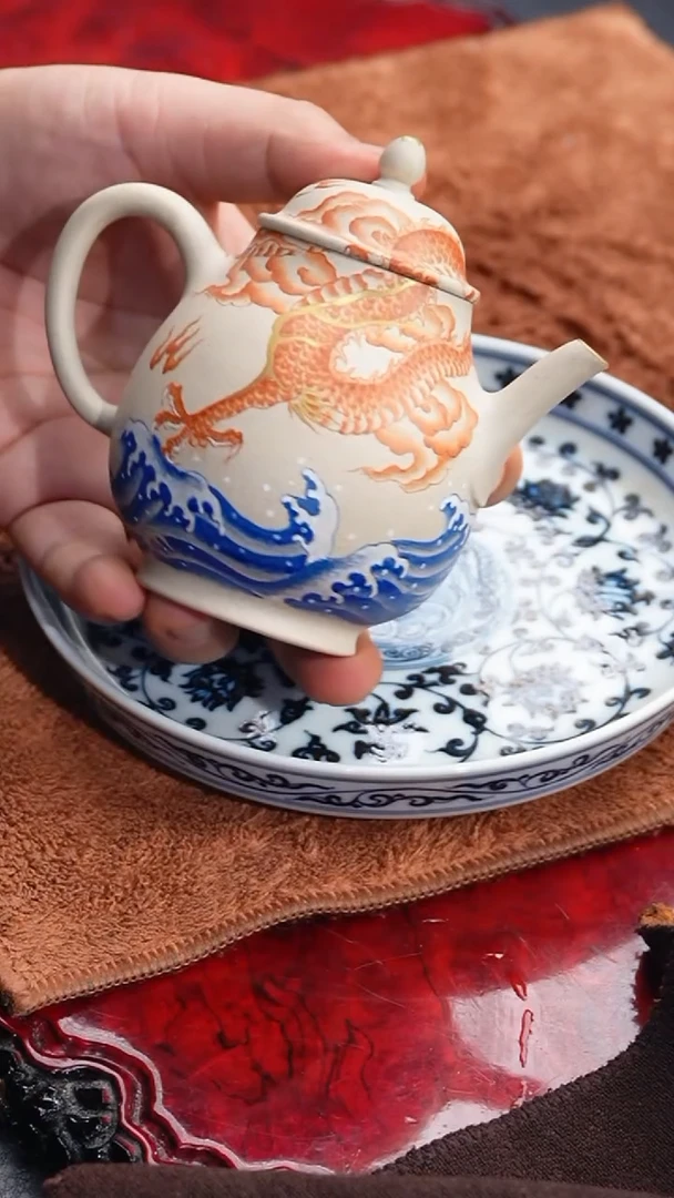 茶壶紫砂30 高潘（苍龙出海）,ZJQL,羊脂白玉段