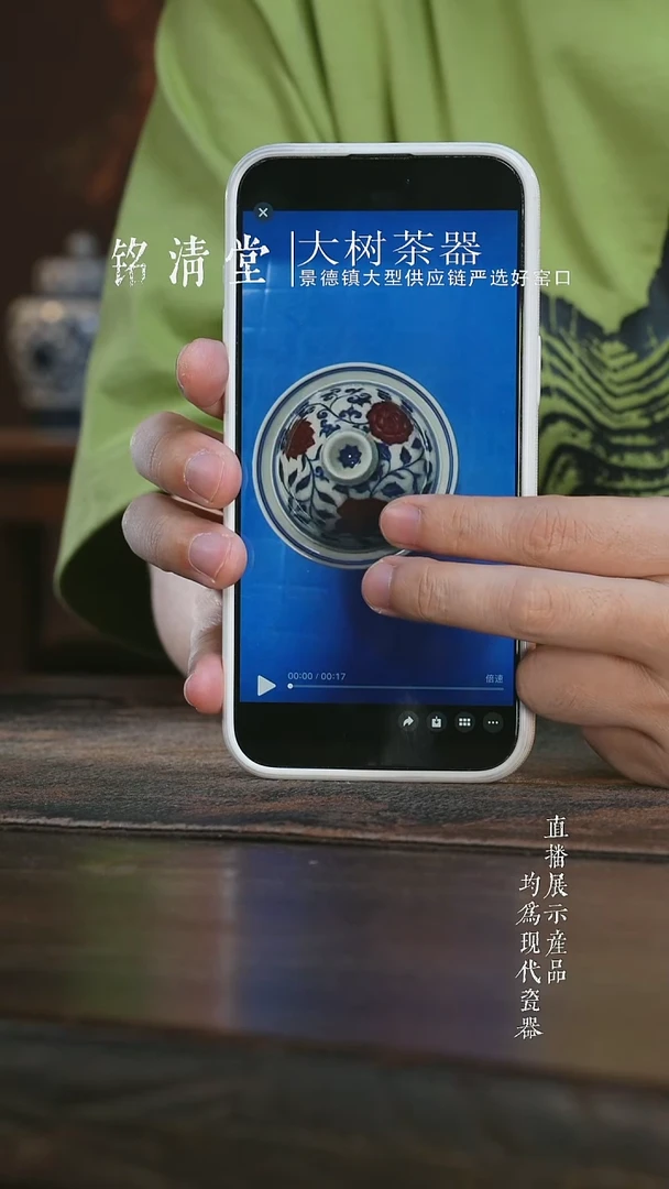 杯子永明尚玩青花釉里红四季花卉灵芝盖碗