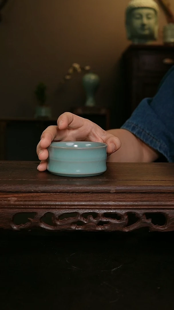 茶器原产地原矿仿古釉手工竹节杯