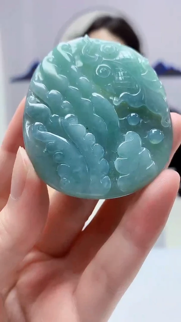 【闪购商品】定制翡翠未镶嵌4829zm-毛货挂件荷叶鱼42