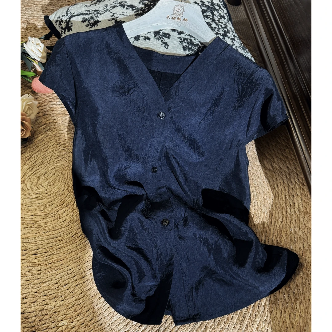 新款夏季爆款纯醋酸透气舒适百搭气质2025年女薄上衣