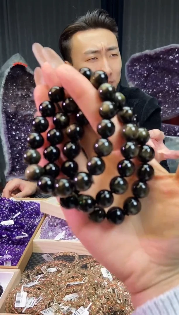 【闪购商品】黑曜岩手链未镶嵌金曜石卡11m+多样性发其一