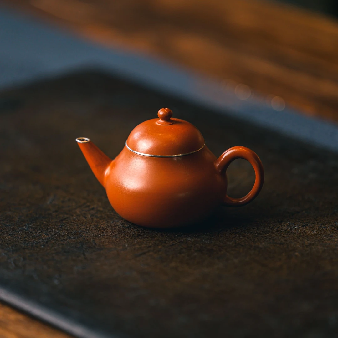 【玩物集】包银朱泥壶 功夫茶具中式茶具手把壶手工手作紫砂壶