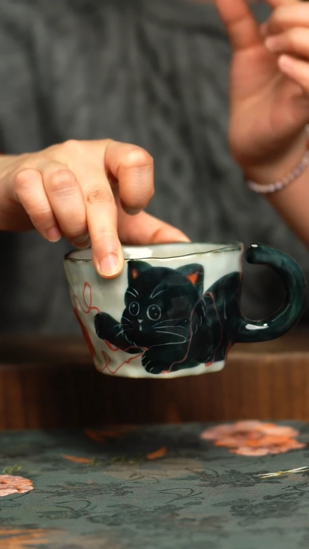 杯釉下彩手工手绘同款陶器