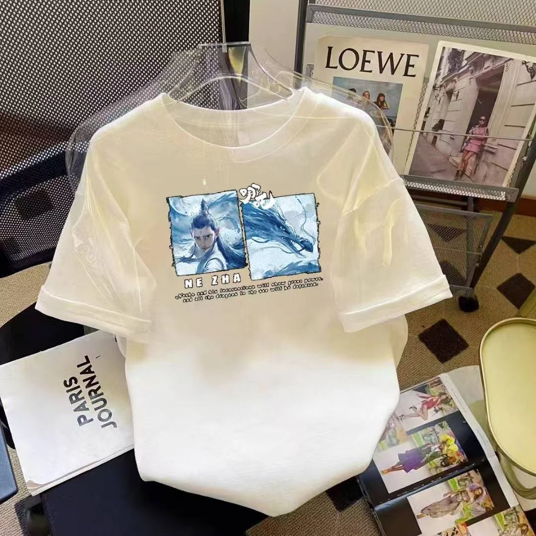 怡宫英华哪吒纯棉短袖T恤2025新款魔童哪吒圆领百搭显瘦上衣