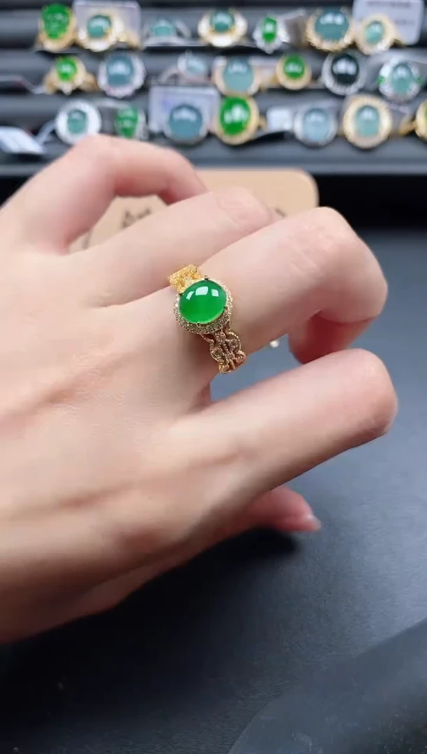 翡翠戒指银S925镶嵌5151-4