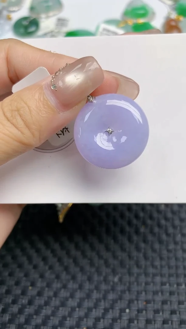 颈饰18K金镶嵌翡翠天然缅甸A货翡翠百元以上9元证书费自理