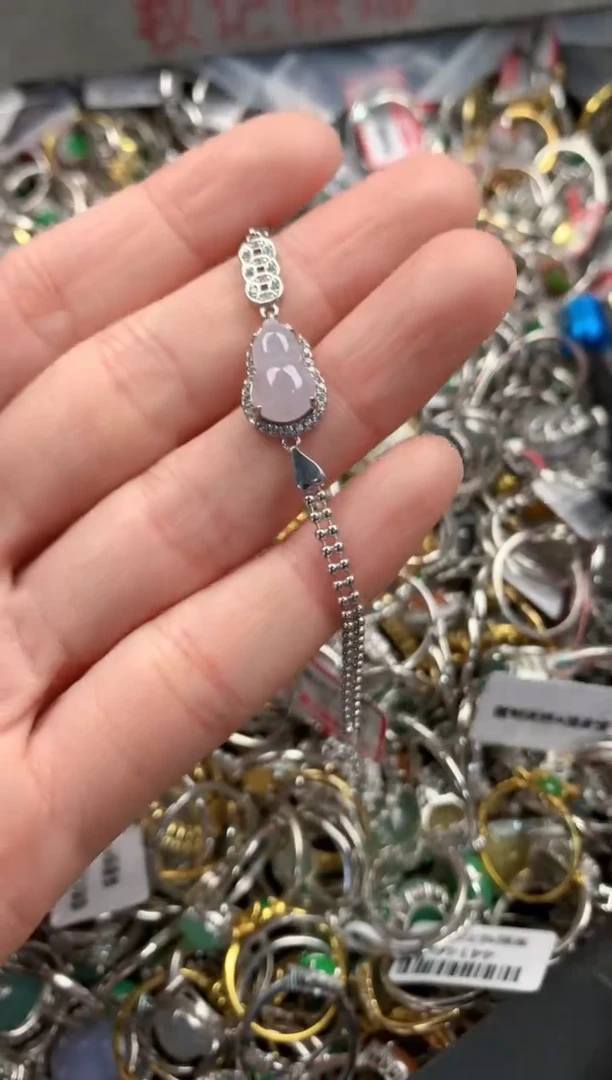 银S925镶嵌戒指翡翠666   6