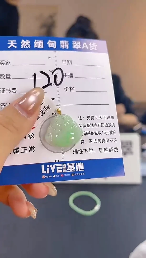 颈饰18K金镶嵌翡翠纯天然缅甸翡翠A货