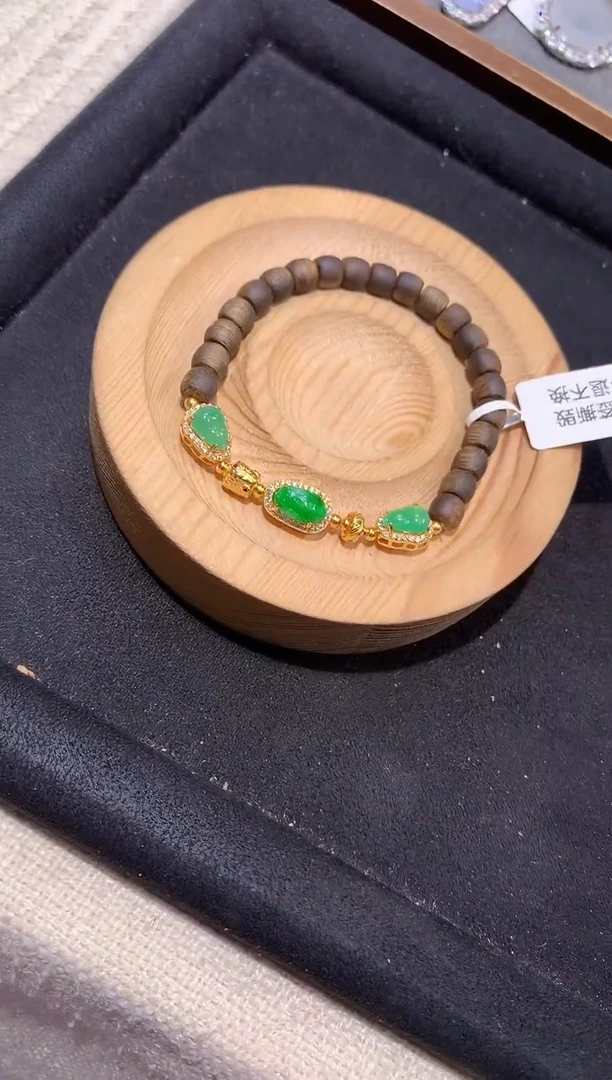 吊坠(不含链)银S925镶嵌翡翠手串