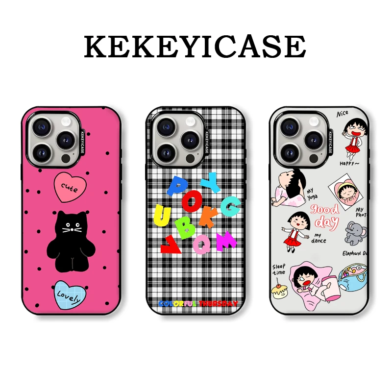 小丸子适用于苹果iphone16小众ins亚克力磁吸防摔黑框手机壳