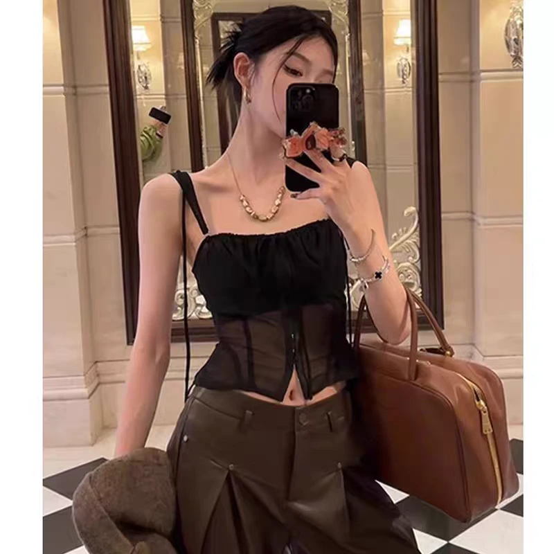 头头女装 鱼骨蕾丝女春季内搭修身显瘦辣妹短款上衣＃4404