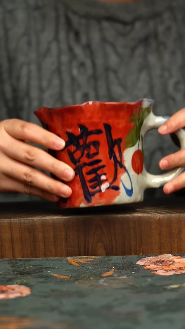 杯釉下彩手工手绘同款陶器