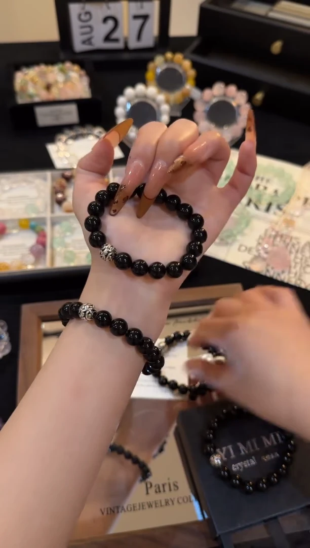 合金手链水晶黑玛瑙手链x3334