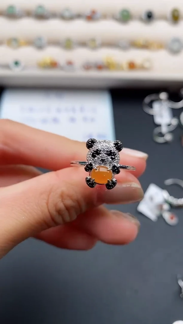 银S925镶嵌戒指翡翠4444444+8