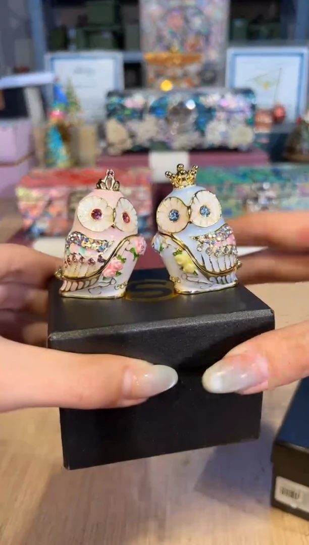 【闪购商品】杯319粉蓝一对小号皇冠猫头鹰