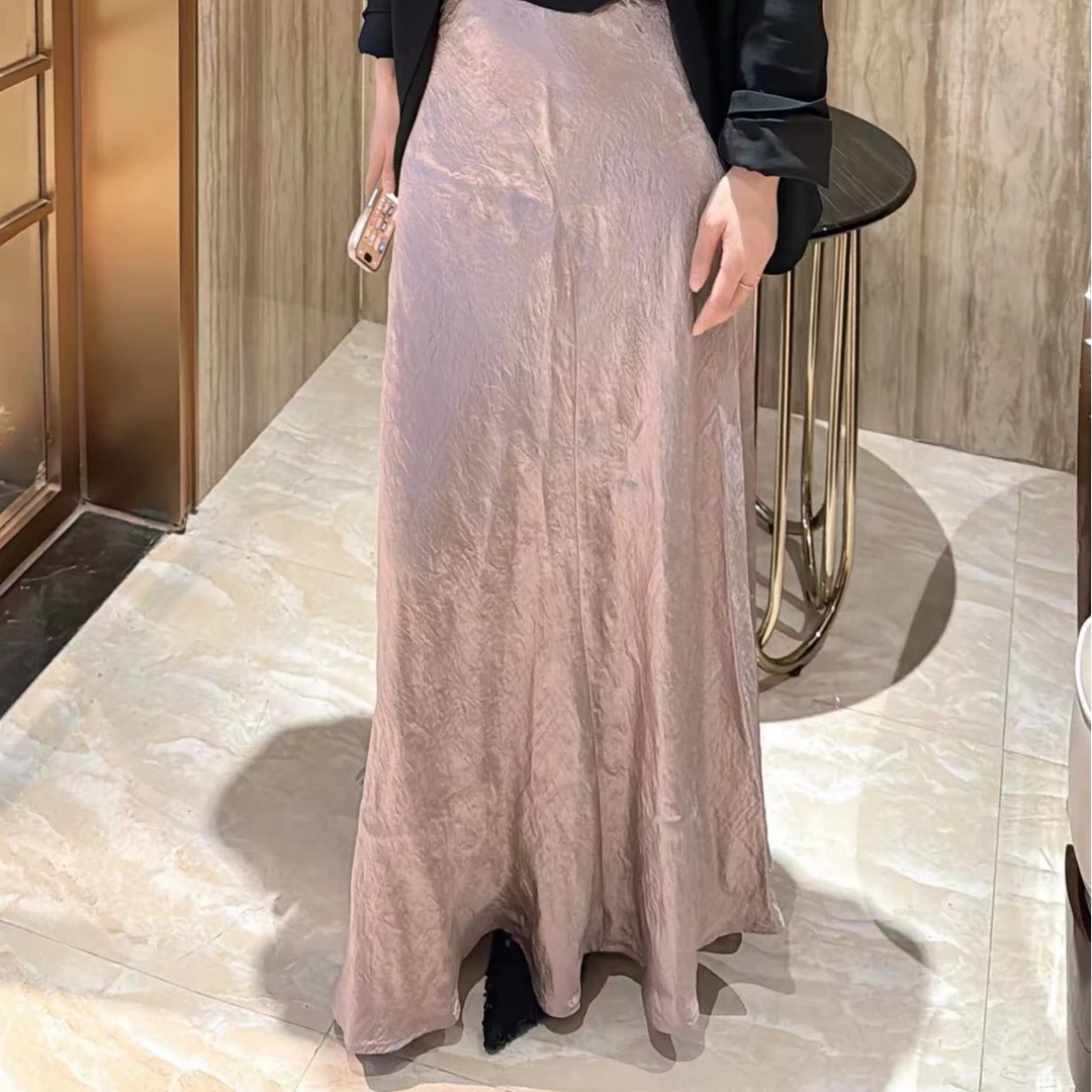 【2025009清仓】香槟粉醋酸半裙