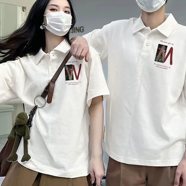 情侣装POLO衫一男一女高级感2025新款夏季网红爆款情侣短袖t恤潮