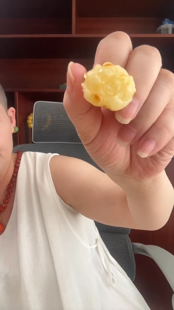 银S925镶嵌琥珀戒指戒指