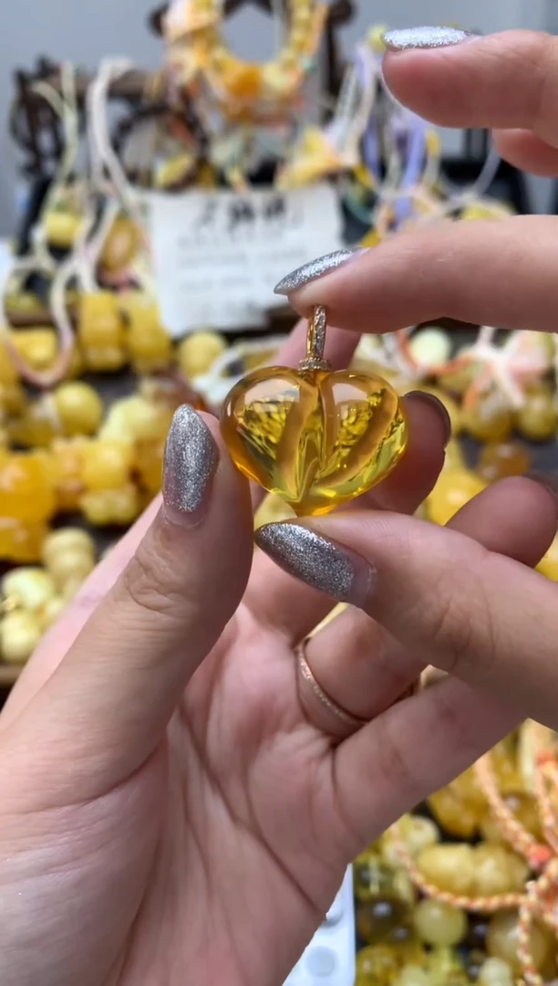 银S925镶嵌琥珀珠宝奇石118琥珀蜜蜡微瑕品