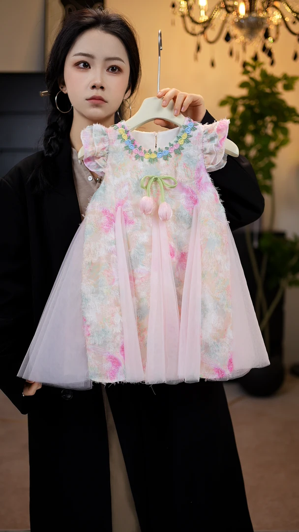 【甜心】女童连衣裙夏季2025新款儿童公主裙女孩夏装仙气郁金香裙子