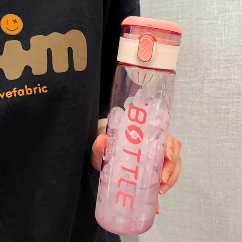 清新可爱带茶隔弹盖塑料杯适合学生情侣健身运动使用家用户外简约