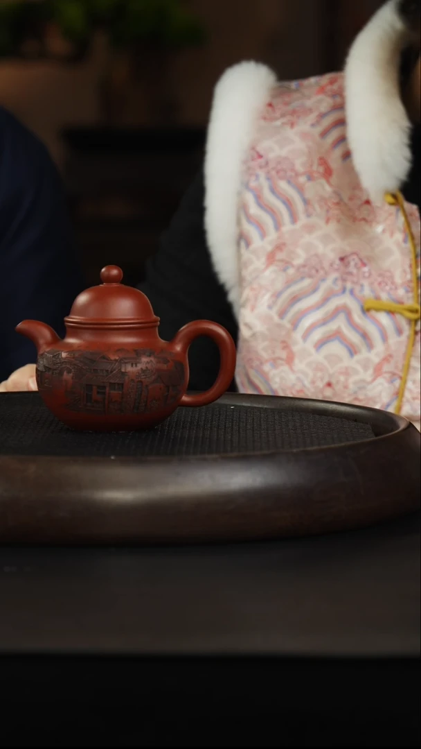 茶壶紫砂38 龙山朱砂 掇球