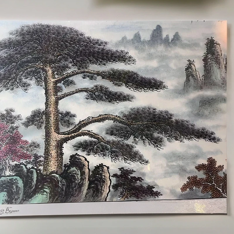迎客松沙发背景画东墙