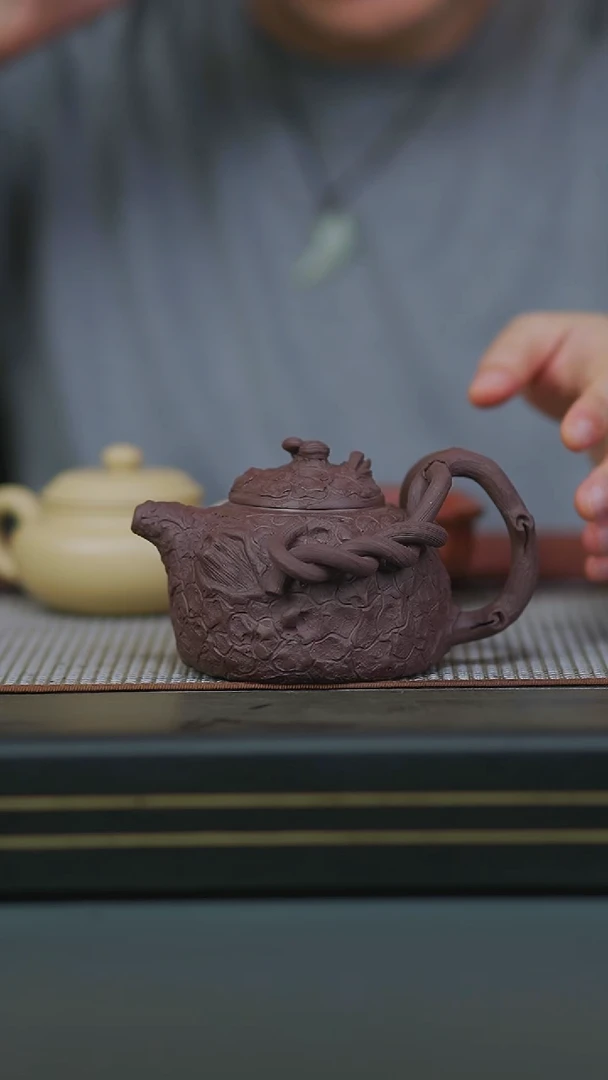 茶壶紫砂紫泥灵芝供春300cc